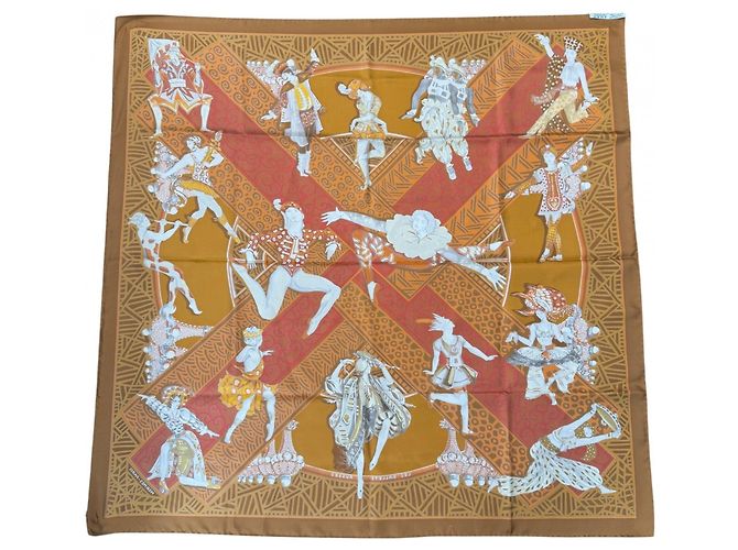 Hermès Foulard Hermes Carre 90 LES BALLETS RUSSES Multicolore Arancione - vista 2