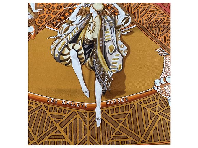 Hermès Foulard Hermes Carre 90 LES BALLETS RUSSES Multicolore Arancione - vista 3