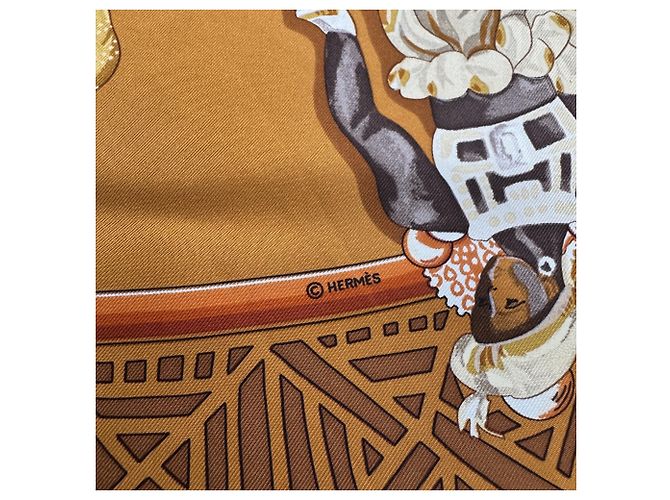 Hermès Foulard Hermes Carre 90 LES BALLETS RUSSES Multicolore Arancione - vista 5