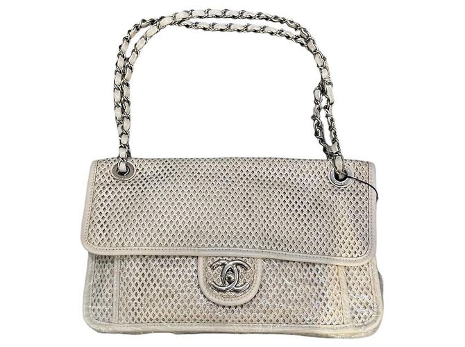 Borsa a patta Chanel Up In The Air in vitello traforato Bianco - vista 4