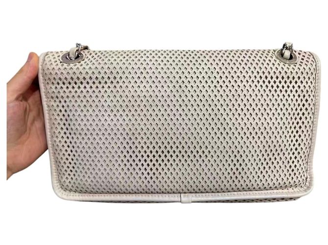 Borsa a patta Chanel Up In The Air in vitello traforato Bianco - vista 5