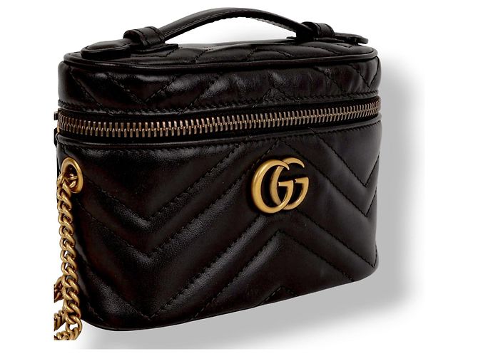 Borsa a mano Gucci Marmont Vanity Mini Nera Nero - vista 17