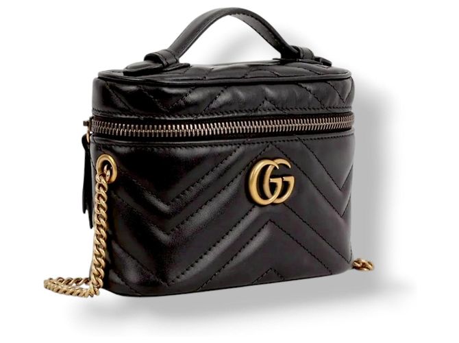 Borsa a mano Gucci Marmont Vanity Mini Nera Nero - vista 3