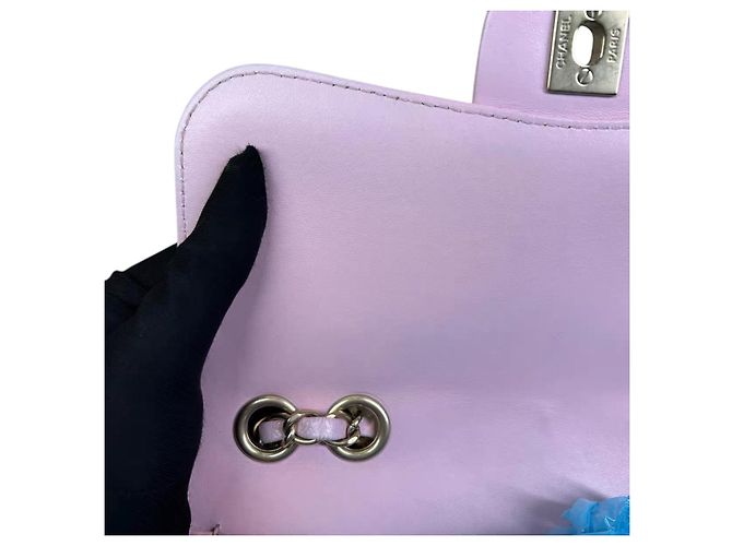 Mademoiselle Chanel Classic Flap Bag Small Rosa aus Lammleder Pink - Ansicht 11