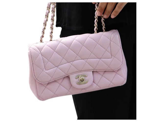 Mademoiselle Chanel Classic Flap Bag Small Rosa aus Lammleder Pink - Ansicht 2