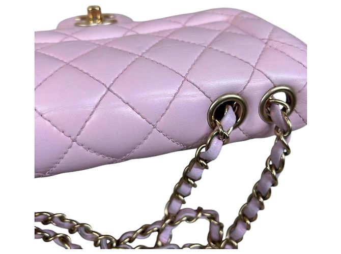 Mademoiselle Chanel Classic Flap Bag Small Rosa aus Lammleder Pink - Ansicht 7