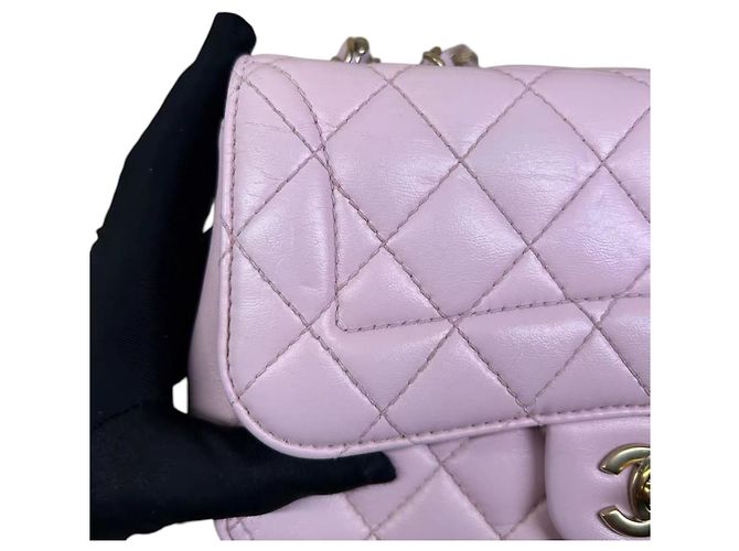 Mademoiselle Chanel Classic Flap Bag Small Rosa aus Lammleder Pink - Ansicht 8