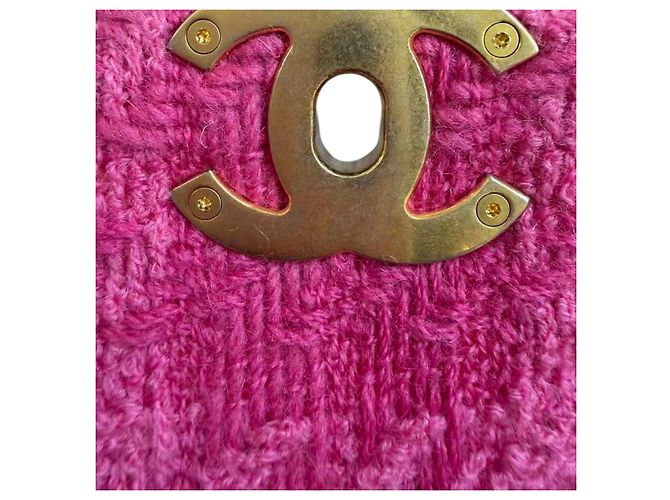 Chanel 19 Borsa a patta Chanel in tweed rosa - vista 10