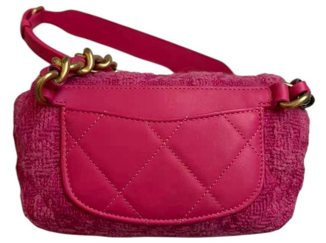 Chanel 19 Borsa a patta Chanel in tweed rosa - vista 17