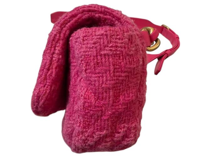 Chanel 19 Borsa a patta Chanel in tweed rosa - vista 18