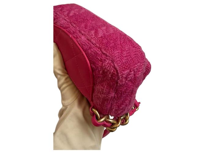 Chanel 19 Borsa a patta Chanel in tweed rosa - vista 20