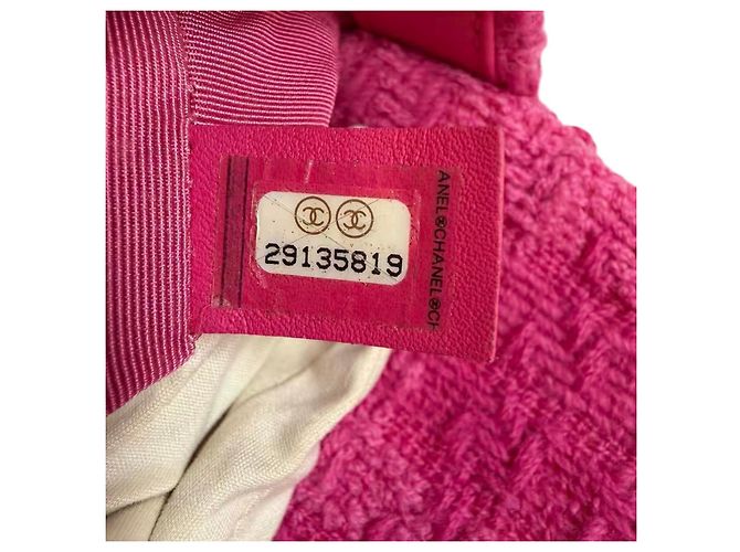 Chanel 19 Borsa a patta Chanel in tweed rosa - vista 7