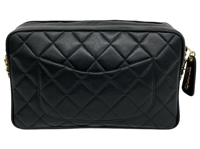 Borsa a tracolla Chanel Matelassé in pelle d'agnello nera Nero - vista 3