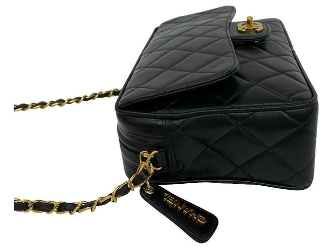 Borsa a tracolla Chanel Matelassé in pelle d'agnello nera Nero - vista 5
