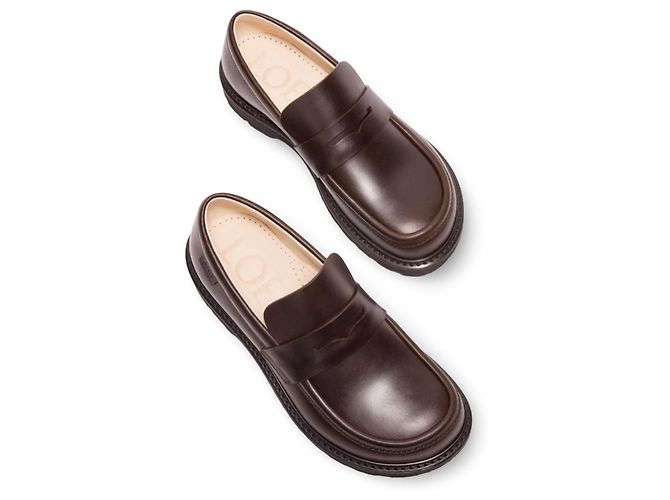 Mocassini in pelle Loewe Marrone scuro - vista 11