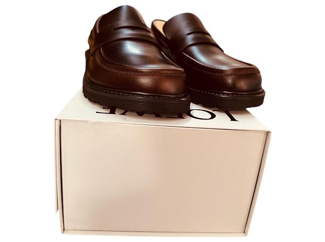 Mocassini in pelle Loewe Marrone scuro - vista 17
