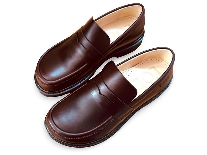 Mocassini in pelle Loewe Marrone scuro - vista 4