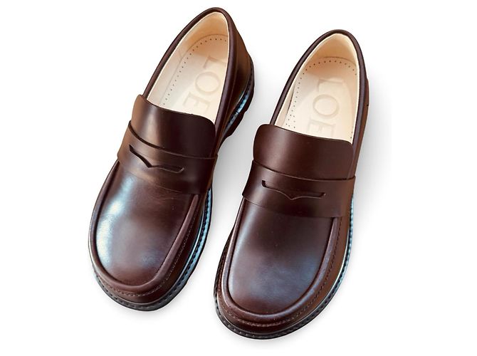 Mocassini in pelle Loewe Marrone scuro - vista 7