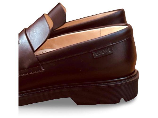 Mocassini in pelle Loewe Marrone scuro - vista 9