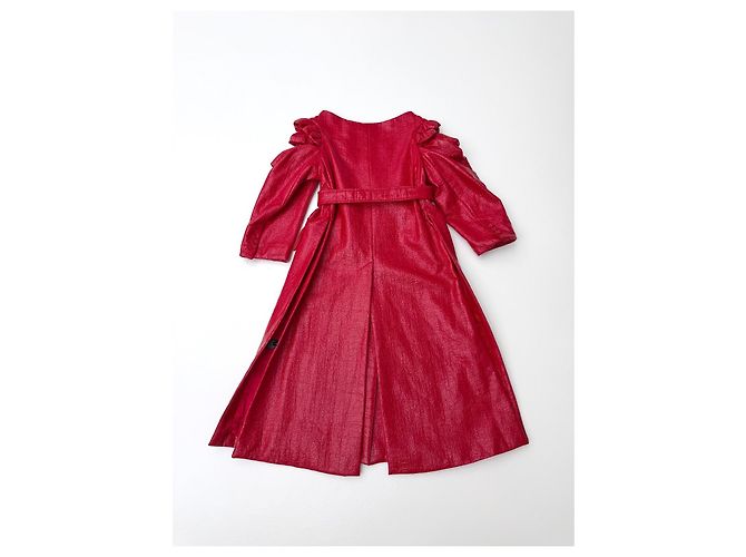 Simone Rocha Fall 2018 Runway Trench Coat de algodón con revestimiento de hoja UK6 Roja - vista 5