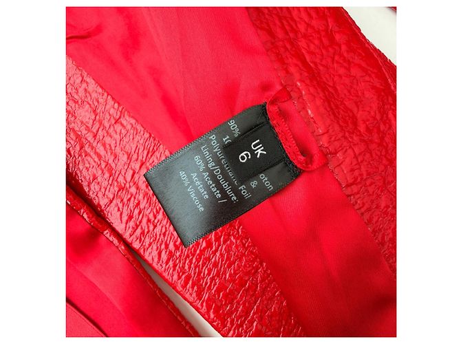Simone Rocha Fall 2018 Runway Trench Coat de algodón con revestimiento de hoja UK6 Roja - vista 9