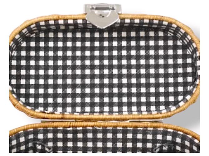 Borsa Miu Miu in vimine e pelle bianca Marrone Bianco - vista 17