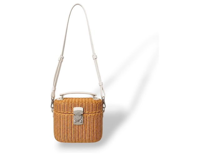 Borsa Miu Miu in vimine e pelle bianca Marrone Bianco - vista 2