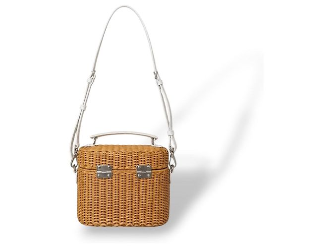 Borsa Miu Miu in vimine e pelle bianca Marrone Bianco - vista 4
