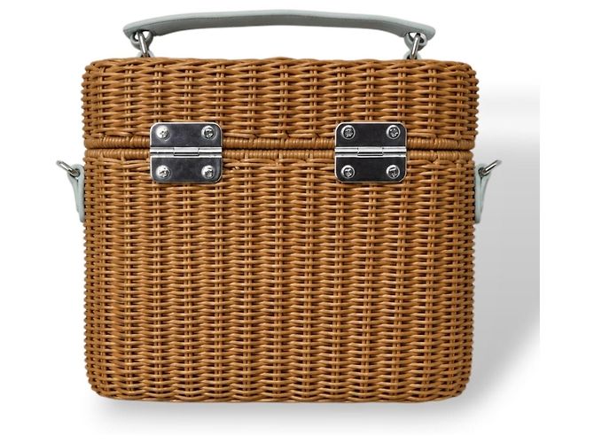 Borsa Miu Miu in vimine e pelle bianca Marrone Bianco - vista 9