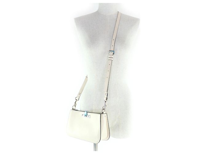 Borsa a tracolla in pelle Valentino Garavani Beige Crudo - vista 6