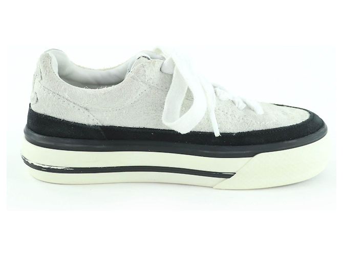 Baskets en cuir daim Chanel COCO Mark Noir Blanc - vue 5