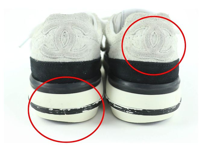 Baskets en cuir daim Chanel COCO Mark Noir Blanc - vue 8