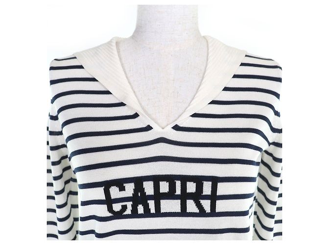 Top de punto Christian Dior CAPRI Blanco Azul marino - vista 4