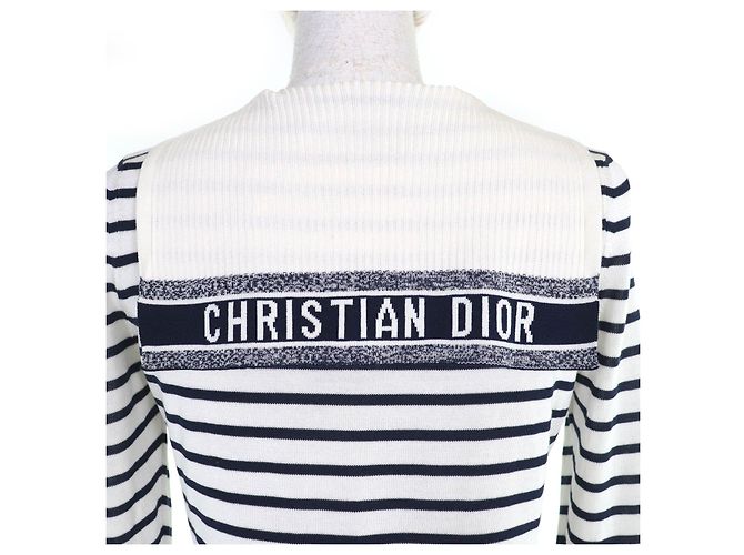 Top de punto Christian Dior CAPRI Blanco Azul marino - vista 5