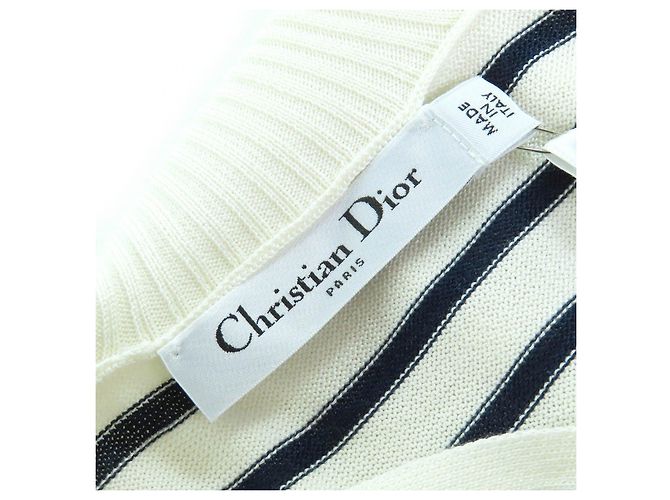 Top de punto Christian Dior CAPRI Blanco Azul marino - vista 6