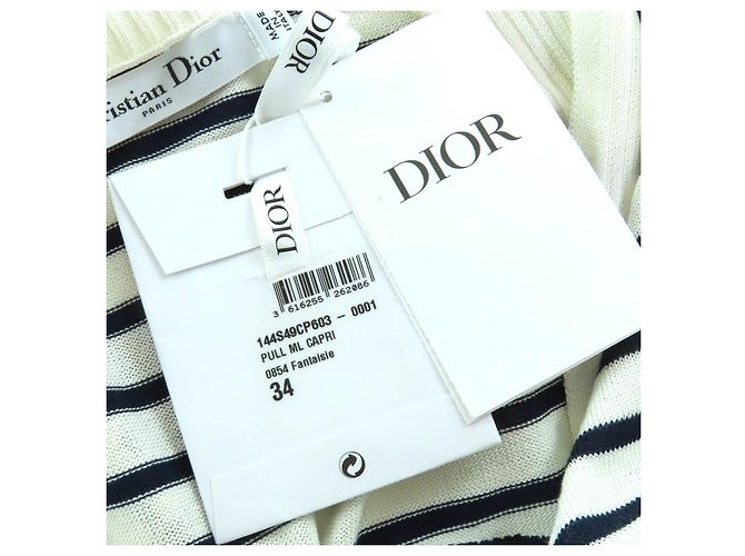 Top de punto Christian Dior CAPRI Blanco Azul marino - vista 7