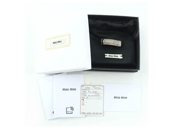 Miu Miu Fermi capelli MIUMIU con logo in strass Argento - vista 2