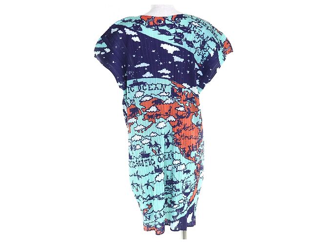 Issey Miyake PLEATS PLEASE World Map Ocean Kleid aus Polyester Mehrfarben - Ansicht 3
