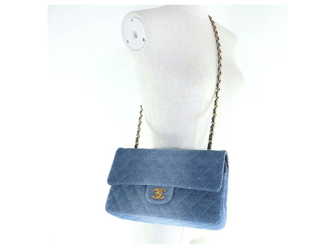 Borsa a tracolla Chanel Matrasse 25 Denim Blu - vista 10