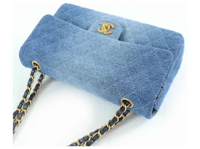 Borsa a tracolla Chanel Matrasse 25 Denim Blu - vista 7