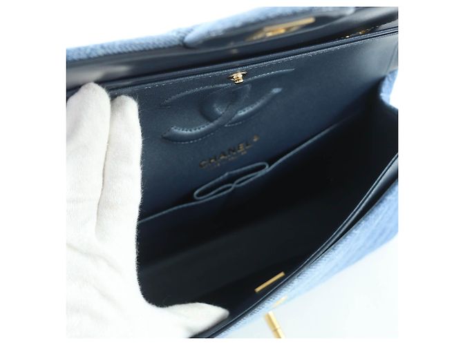 Borsa a tracolla Chanel Matrasse 25 Denim Blu - vista 9