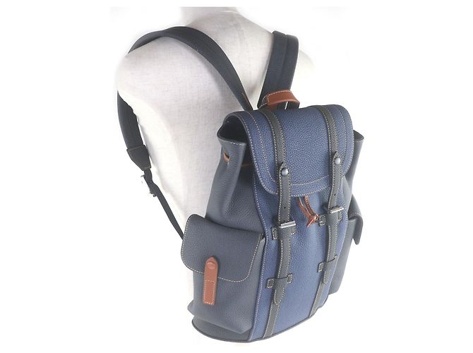 Zaino Louis Vuitton Christopher PM Denim Blu - vista 3