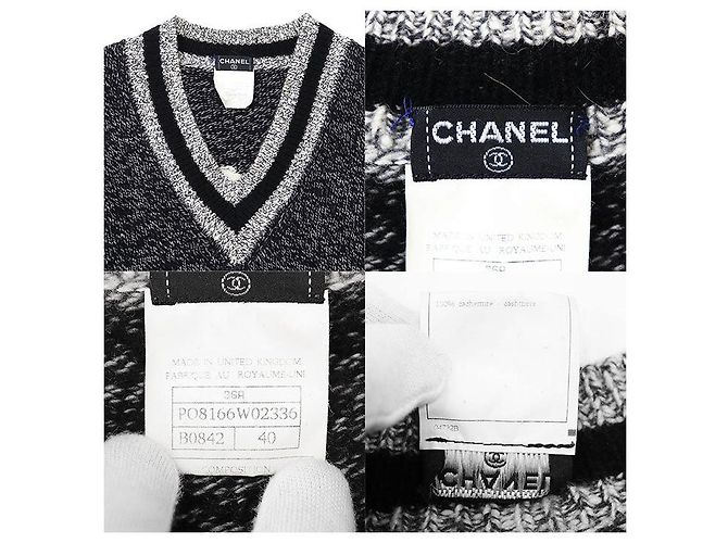 Jersey de cachemira Chanel COCO Mark Castaño Negro - vista 10