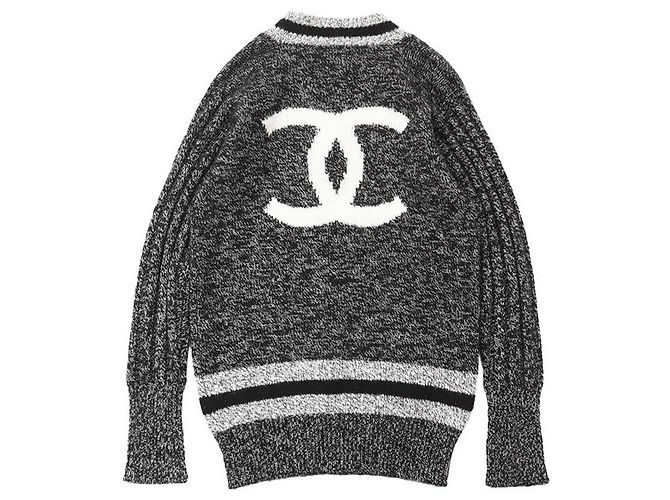 Jersey de cachemira Chanel COCO Mark Castaño Negro - vista 13