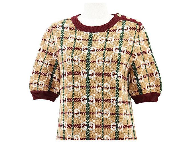 Gucci GG Supreme 100% Wool Kleid Braun Bordeaux Kamel - Ansicht 2