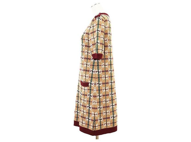 Gucci GG Supreme 100% Wool Kleid Braun Bordeaux Kamel - Ansicht 6