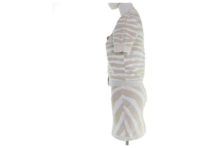 Autre Marque Balmain Strick-2-Teiler mit Zebra-Print Golden - Ansicht 2