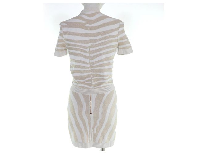 Autre Marque Balmain Strick-2-Teiler mit Zebra-Print Golden - Ansicht 3