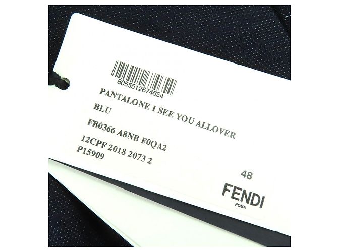Fendi Monster Eye Baumwollhose Blau Marineblau - Ansicht 12