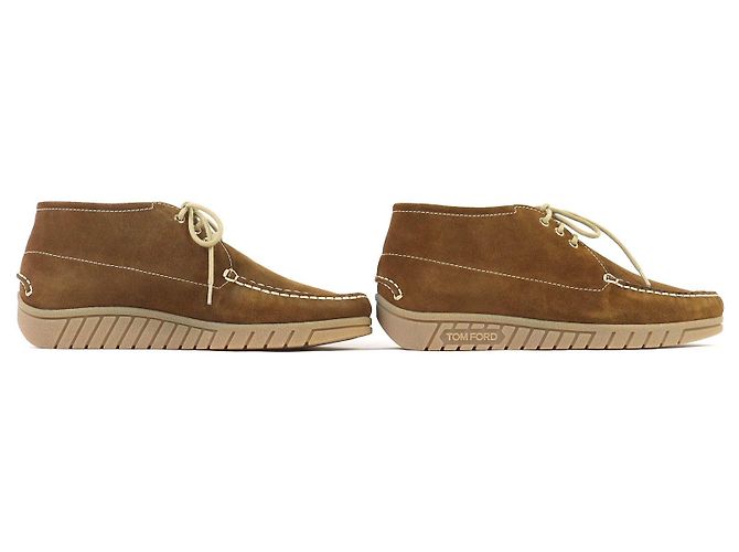 Mocassini in camoscio TOM FORD Marrone - vista 4